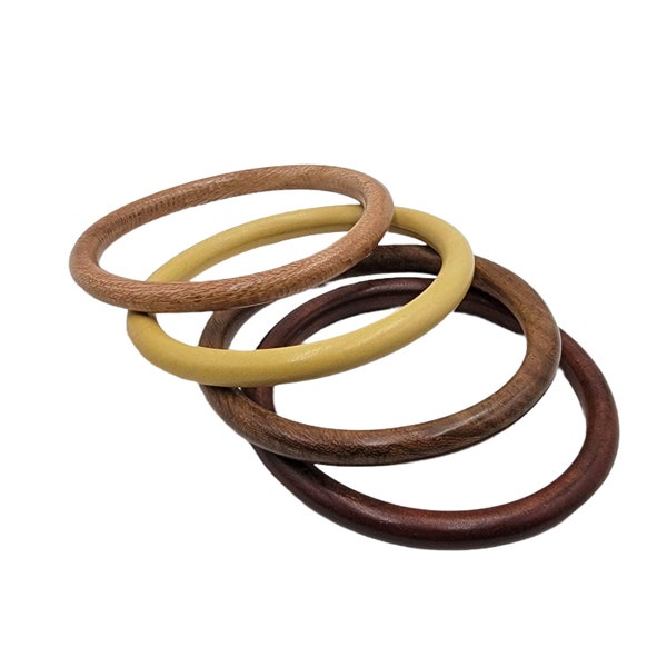 Lot de 4 bracelets joncs en bois - Bijoux artisanaux