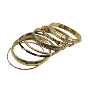 Boho Brass Bangle Set - 7 Unique Designs for Stylish Looks