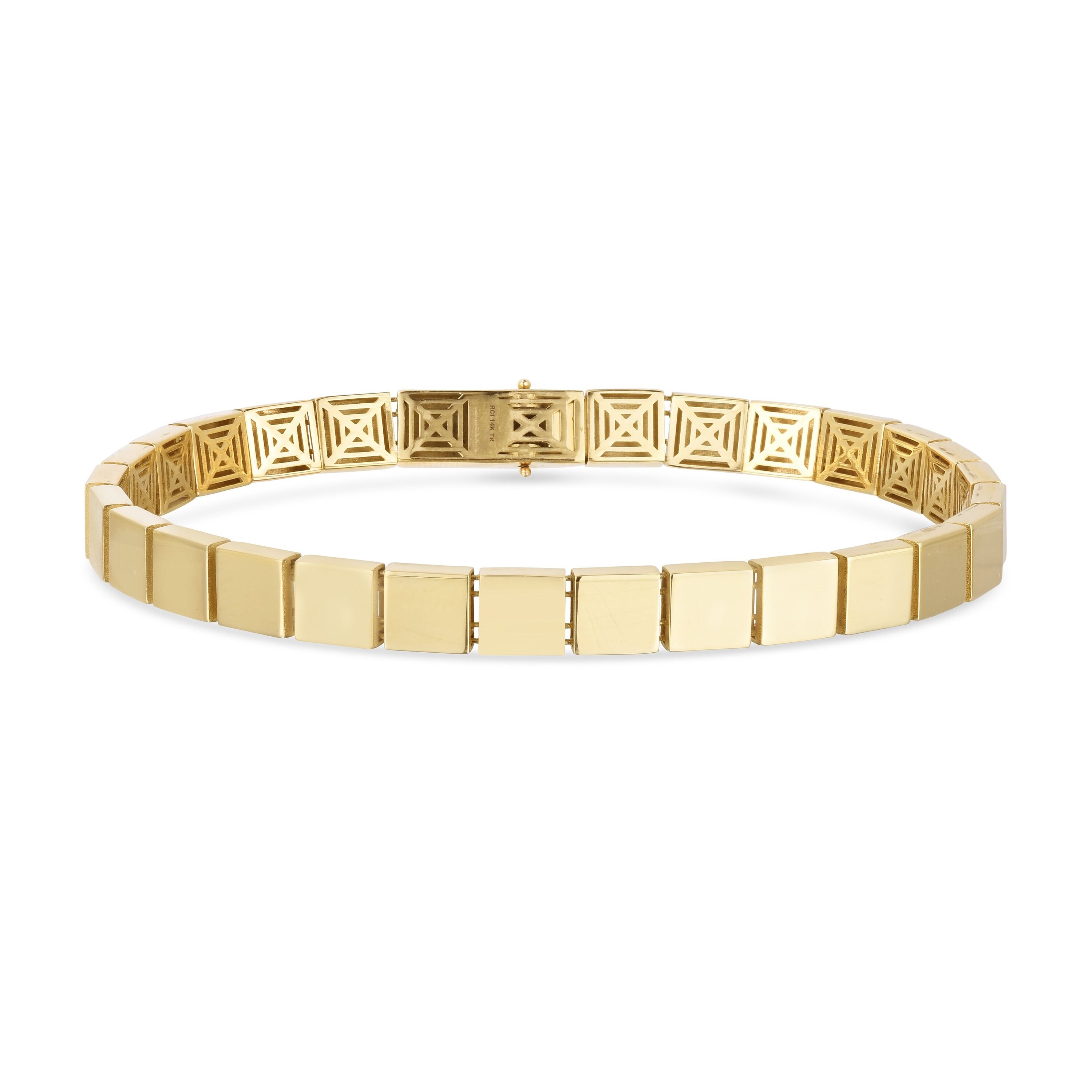 Square link gold bracelet clearance