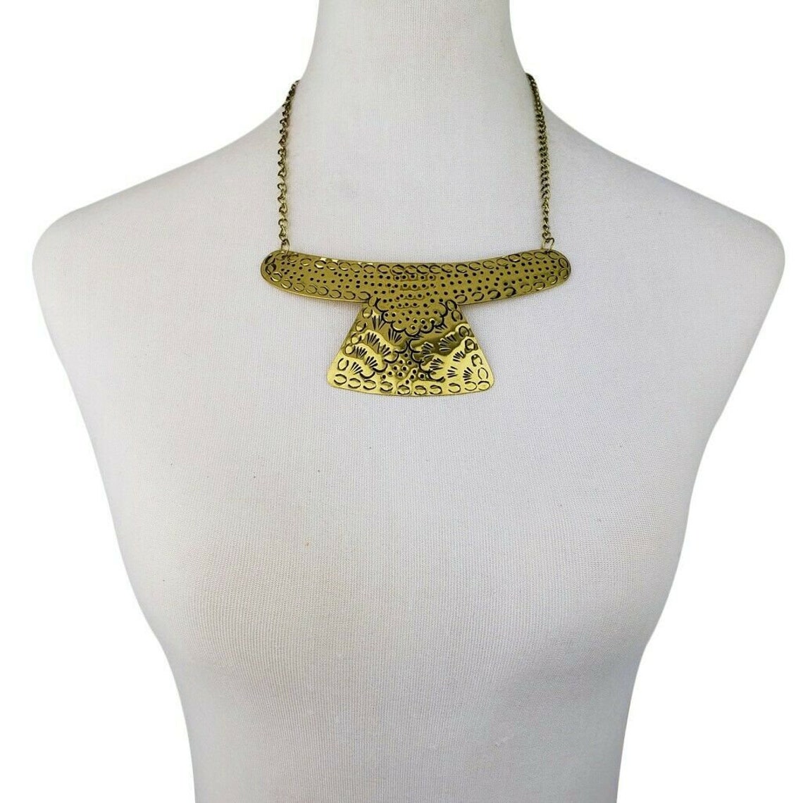 Gold Plated Brass Necklace Set With Matching Earrings and Boho - Etsy