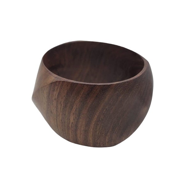 Geometric Wooden Bangle - Carved Chunky Wood Bangle