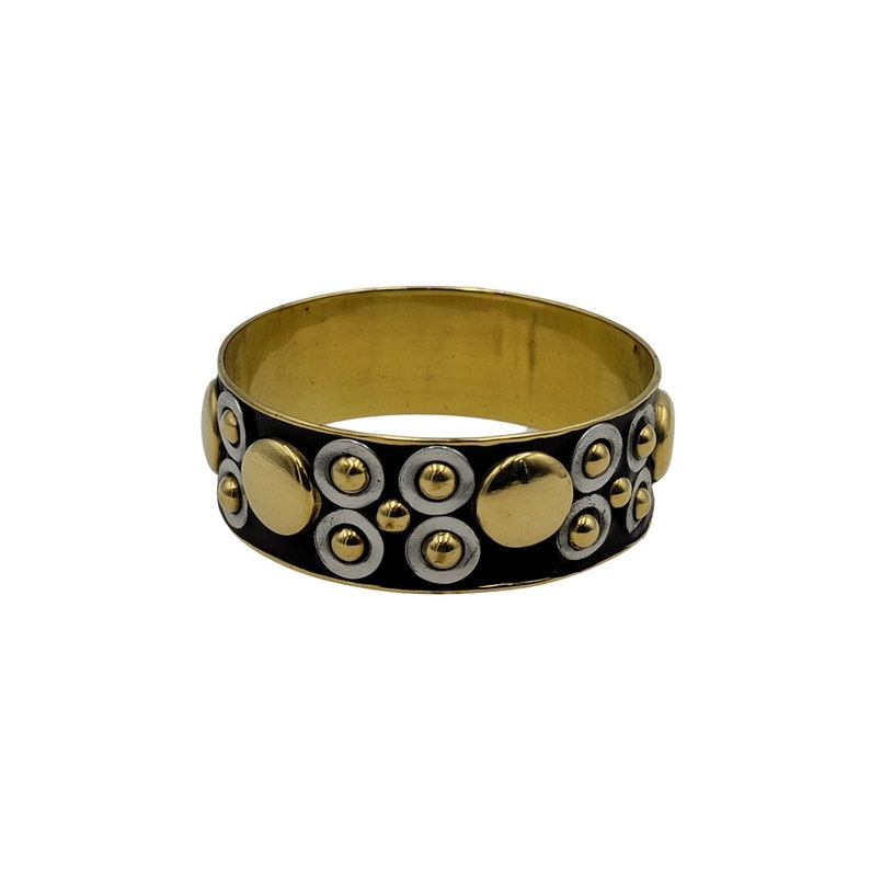 Chunky Brass Bangle with Gold and Silver Plated Studs Etsy