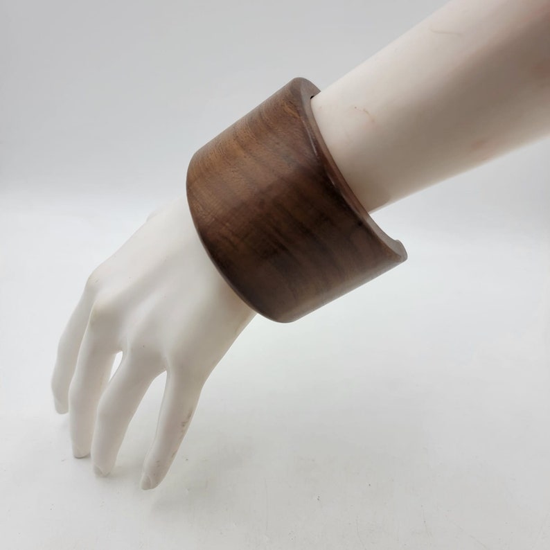 Wood Cuff Bracelet Chunky Wooden Bangle Carved Wooden Cuff Bangles Bracelet image 7