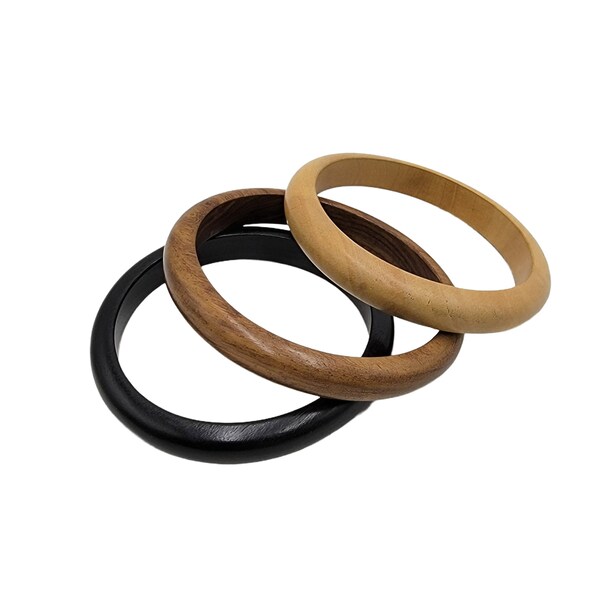 African Wooden Bangle Set - Chunky Jewelry in 3 Different Colors