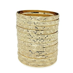 Set of 12 gold plated diamond cut bangles