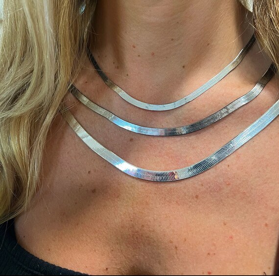 Sterling silver herringbone choker hotsell