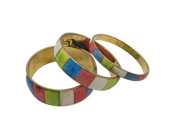 Multi-Colored Bone Bangle Set - Set of 3