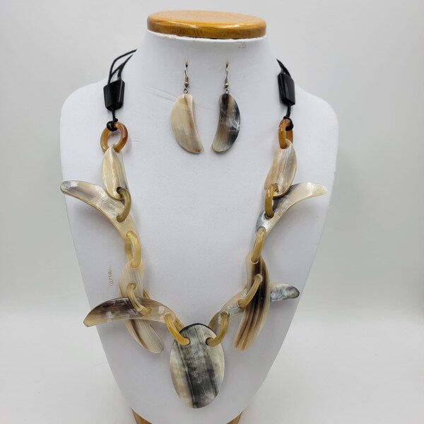 Buffalo Horn Necklace Boho Necklace Gypsy Natural Jewelry