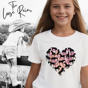 Happy Horse Heart - Youth Unisex Horse T-shirt, Horse Girl Shirt, Horse Gift, Horse Love, Gift for Horse Owner, Horse Show Shirt, Pony Shirt