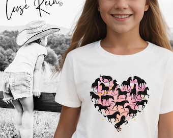 Happy Horse Heart - Youth Unisex Horse T-shirt, Horse Girl Shirt, Horse Gift, Horse Love, Gift for Horse Owner, Horse Show Shirt, Pony Shirt