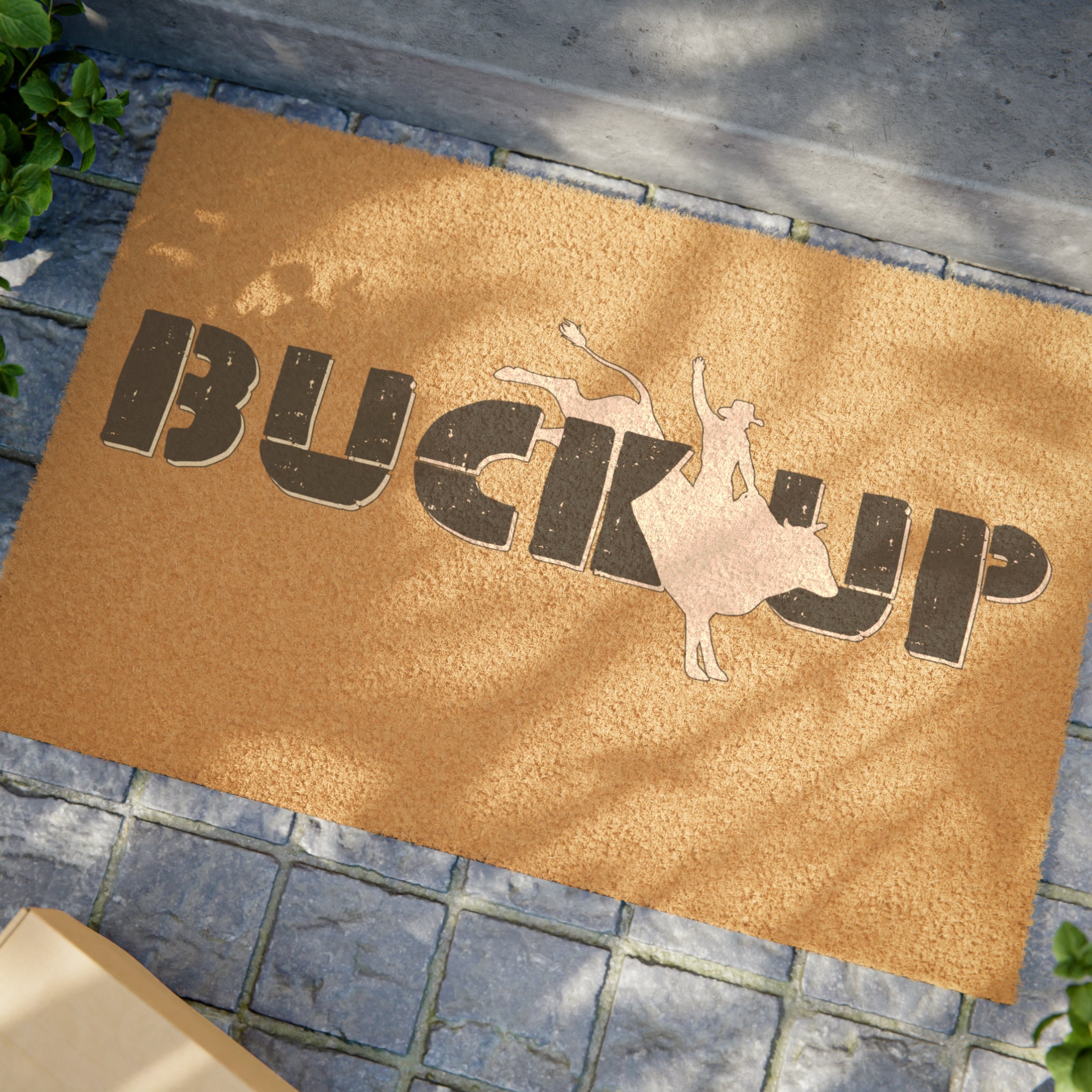Bull Rider Buck UP Doormat, Living Quarters Rug, Barn Mat, Rodeo Mat