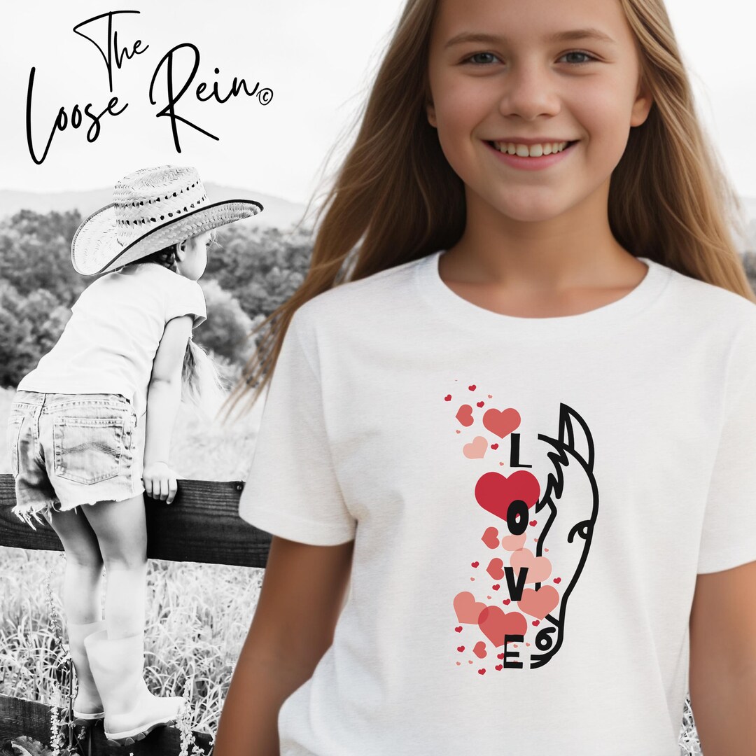 LOVE Youth Unisex Horse Tshirt, Horse Girl Shirt, Horse Gift, Horse