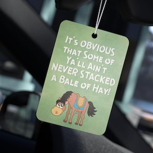 Funny Horse Car Air Freshener, Truck Decor, Car Scent, Auto Air Freshener, Gift for Horse Owner, Horse Trainer Gift, Horse Gift, Baling Hay