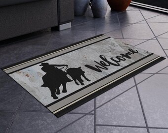 Working Cow Horse Doormat, Living Quarters Rug, Barn Mat, Horse Gift, Horse Owner Gift, Rodeo Horse, Cattle Ranch, Cutting Horse, Horse Farm