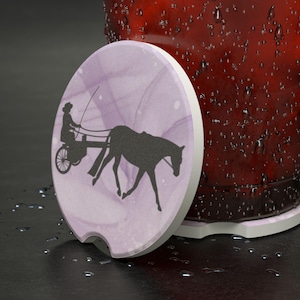 Pleasure Fahrendes Pferd (weiblich) Speckstein Auto Untersetzer, Geschenk für Pferdeliebhaber, Pferdebesitzer, Wagenpferd, Amatuer Vergnügen, Autozubehör