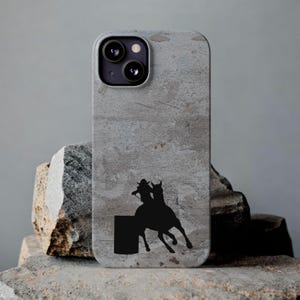 Barrel Racing Horse, Rustic Design, Slim Apple IPhone Case, Horse Phone Case, Horse Owner Gift, Horse Gift, Equestrian Gift, Rodeo Cowgirl