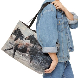 Sac fourre-tout de week-end R. Scott Racing Horses, fourre-tout cheval, sac fourre-tout cheval, cadeau cheval, bagage western, cadeau pour propriétaire de cheval, cadeau cheval de ranch