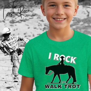 I Rock The Walk Trot (boy) - Youth Unisex Horse T-shirt, Horse Boy Shirt, Horse Gift, Horse Love, Gift for Horse Owner, Horse Show Shirt