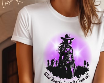 Wilde Herzen sind nicht zu bändigen! - Unisex Pferdehemd, Pferdebesitzer Geschenk, Pferdemädchen Shirt, Rodeo Cowgirl Shirt, Reit-T-Shirt, Geschenk für Pferdeliebhaber