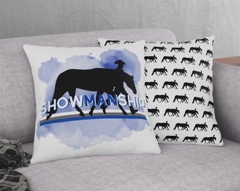 ShowMANship Horse (male) Waterproof Pillow, Showmanship Horse Gift, Western Horse, Show Horse Gift, Horse Show Pillow, Horse Decoration