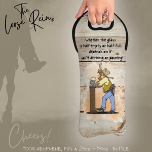 Trinken oder Gießen - Cowboy Wisdom Wein Einkaufstasche, Bier Caddy, Champagner Pferdebesitzer Geschenk, Pferdegetränketräger, Cowboy Tote für besondere Anlässe