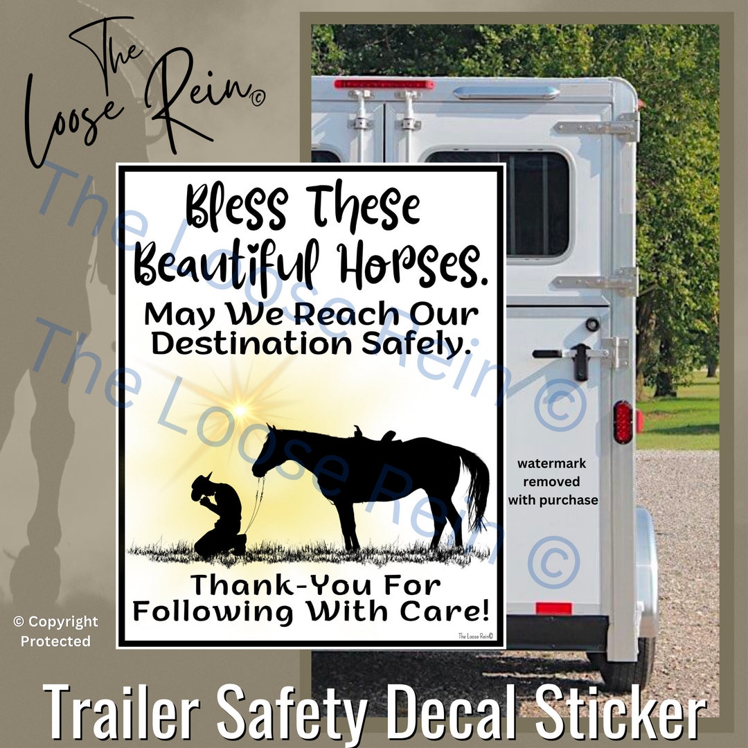 Horse Trailer Decal Sticker, Bless These Beautiful Horses Sticker ...