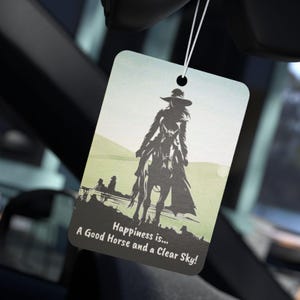 Happiness Car Air Freshener, Truck Decor, Car Scent, Auto Air Freshener, Horse Owner Gift, Horse Trainer Gift, Horse Gift, Cowgirl and Horse