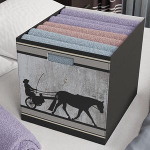 プレジャードライブ (F) 馬用収納ボックス、柔らかいフェルトの素朴なデザイン、馬の飼い主へのギフト、馬のギフト、乗馬ギフト、カート馬、バギー馬