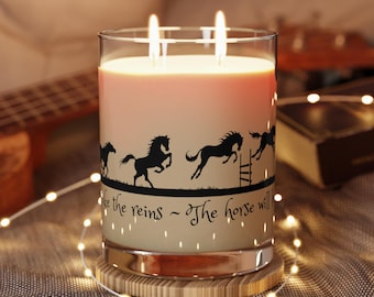 Springpaarden, 11oz volglazen geurkaars, cadeau paardeigenaar, ruitercadeau, paardenkaars, cadeau voor paardenliefhebber, jager paard cadeau