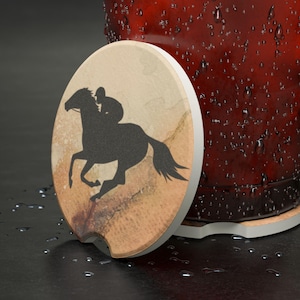 Race Horse Soapstone Car Coasters, Horse Racing Gift, Triple Crown, Horse Owner Gift, Jockey, Kentucky Derby, Truck Accessory, Drink Coaster
