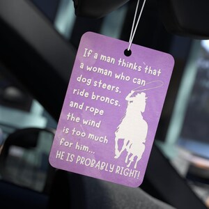 Rodeo Cowgirl Car Air Freshener, Truck Decor, Car Scent, Air Freshener, Horse Owner, Horse Trainer, Horse Gift, Cowgirl Horse, Roping Horse