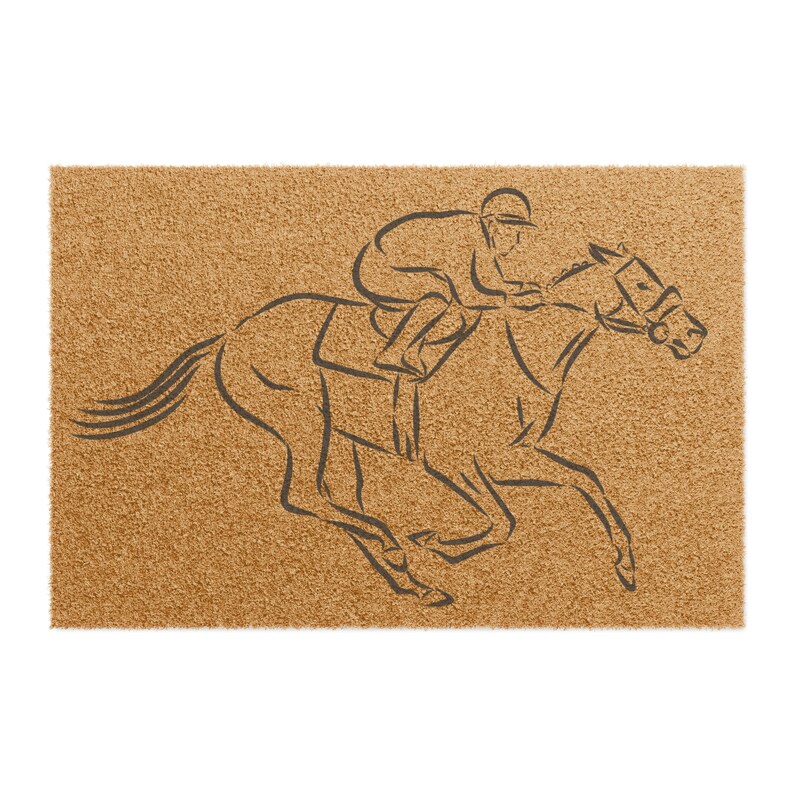 Race Horse Jockey Doormat, Living Quarters Rug, Barn Mat, Horse Doormat