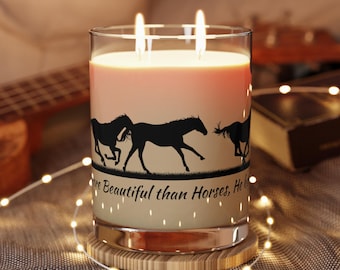 Prachtige paarden, 11oz volglazen geurkaars, cadeau paardeigenaar, ruitercadeau, paardenkaars, cadeau voor paardenliefhebber, western, Engels