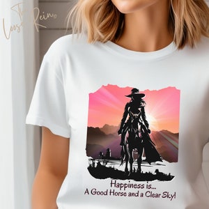 Happiness Is a Good Horse and A Clear Sky! Unisex Horse Shirt, Rodeo Shirt, Gift for Horse Owner, Cowgirl Horse T-shirt, Horse Show Shirt