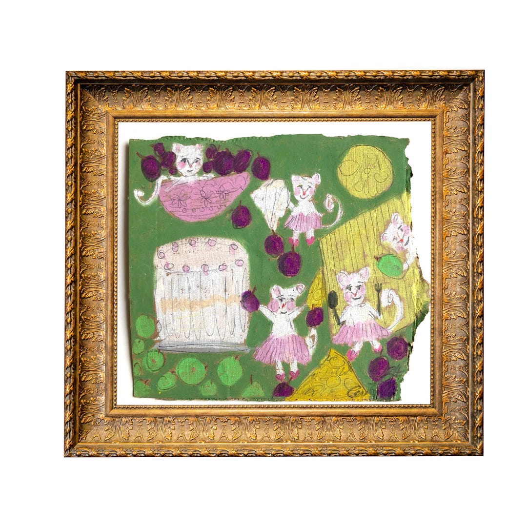 Original Painting ‘mice With Cheese Cake’ by Charlotte Rees ~ Oil ...