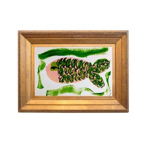 Pintura original de pez verde y negro sobre cartulina texturizada (retrato de pez para amantes de los peces, un dulce regalo de criatura marina) Tamaño miniatura A6