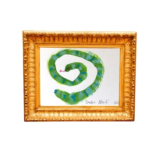 Pintura original A6 Serpiente n.° 1 de Charlotte Rees ~ regalo de inauguración de la casa, serpiente de cumpleaños