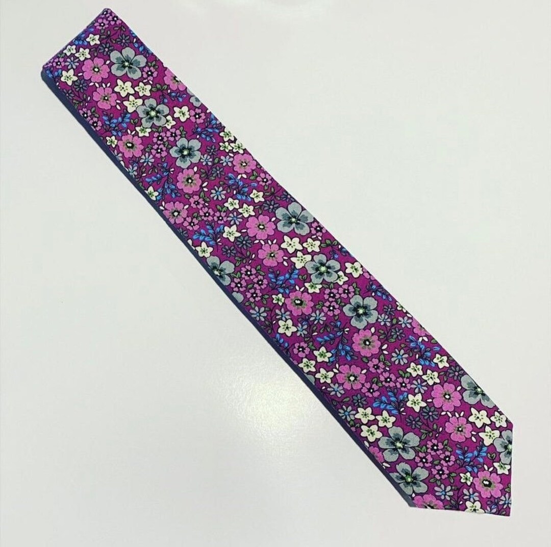 Purple Floral Tie Etsy