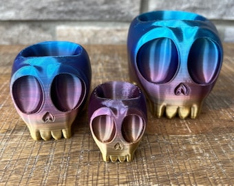 Skull Planter set of 3 | 3d Printed | Halloween pot | Custom Decor