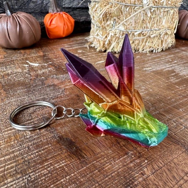 Dragon Head Keychain | Crystal Dragon | 3d Printed | Custom