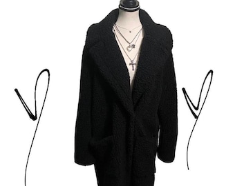 Vintage Black Double Breasted Teddy Coat