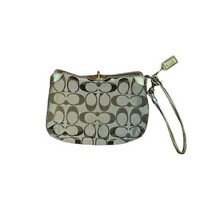 Vintage Y2k authentische Coach Signature Jacquard Braun Brieftasche