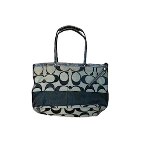 Vintage Y2k Authentic Coach Signature Jacquard Black Shoulder Bag