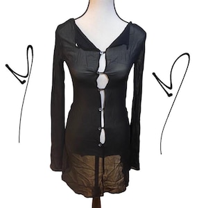Rare Authentic Vintage Dolce & Gabbana Black Sheer Button-Down Dress