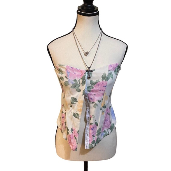 Vintage Floral Paneled Corset Top - image 1