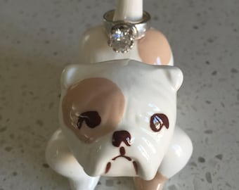 Free shipping! California Cleminsons Bulldog Ring Holder VINTAGE charm! Rare!