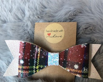 Plaid and Glitter Bow
