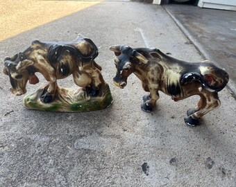 Edward Botman cow and bull set 8.25” vintage farmhouse