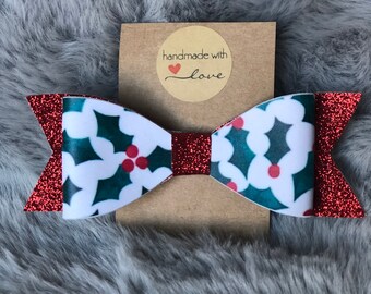 Holiday Mistletoe Glitter Bow