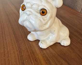 Free Shipping USA made English Bulldog circa 1950s sad face And gem eyes